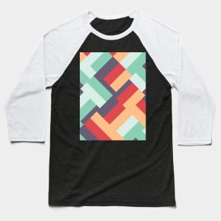 Summertime Hues Geometric Mid-Century Modern Pattern Baseball T-Shirt